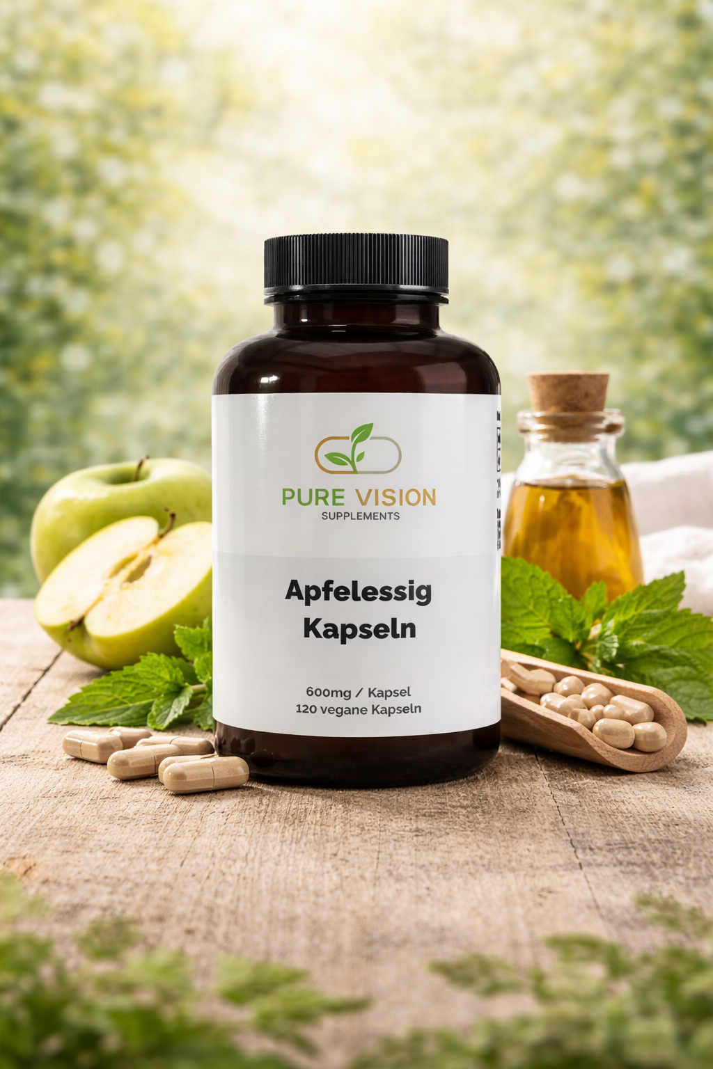 Apfelessig Extrakt Kapseln (600mg je Kapsel) - 120 vegane Kapseln