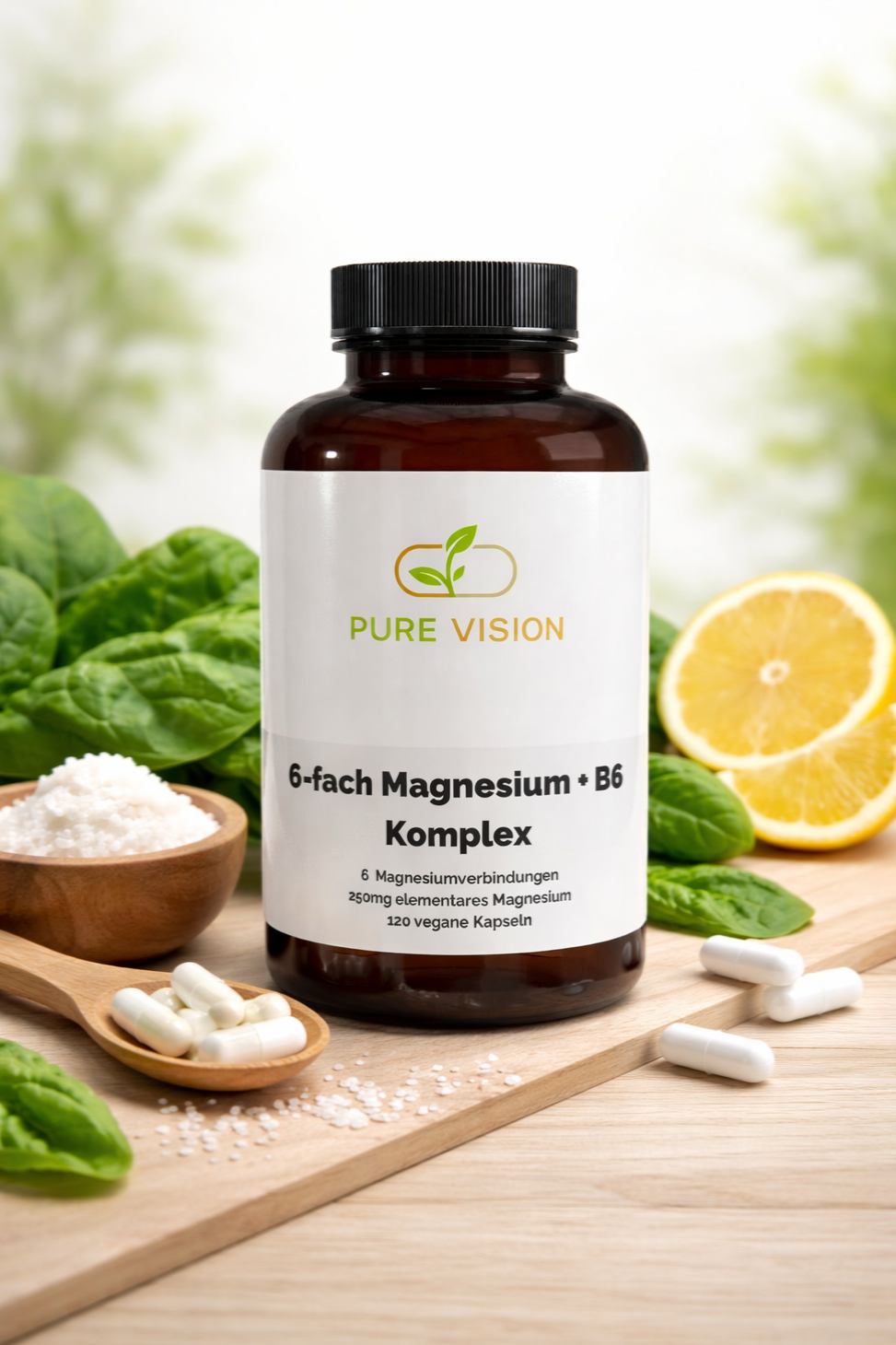 Magnesium 6x Komplex + B6 - 120 vegane Kapseln