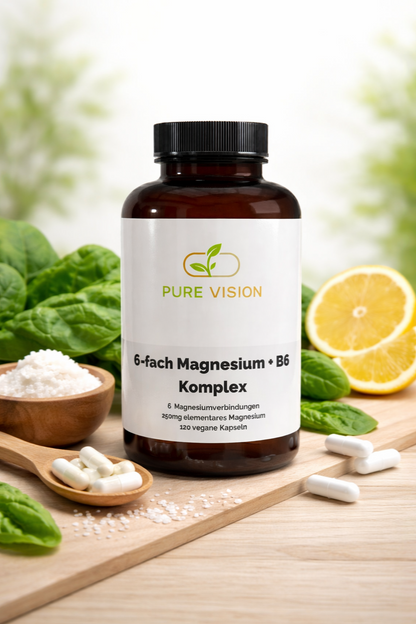 Magnesium 6x Komplex + B6 - 120 vegane Kapseln