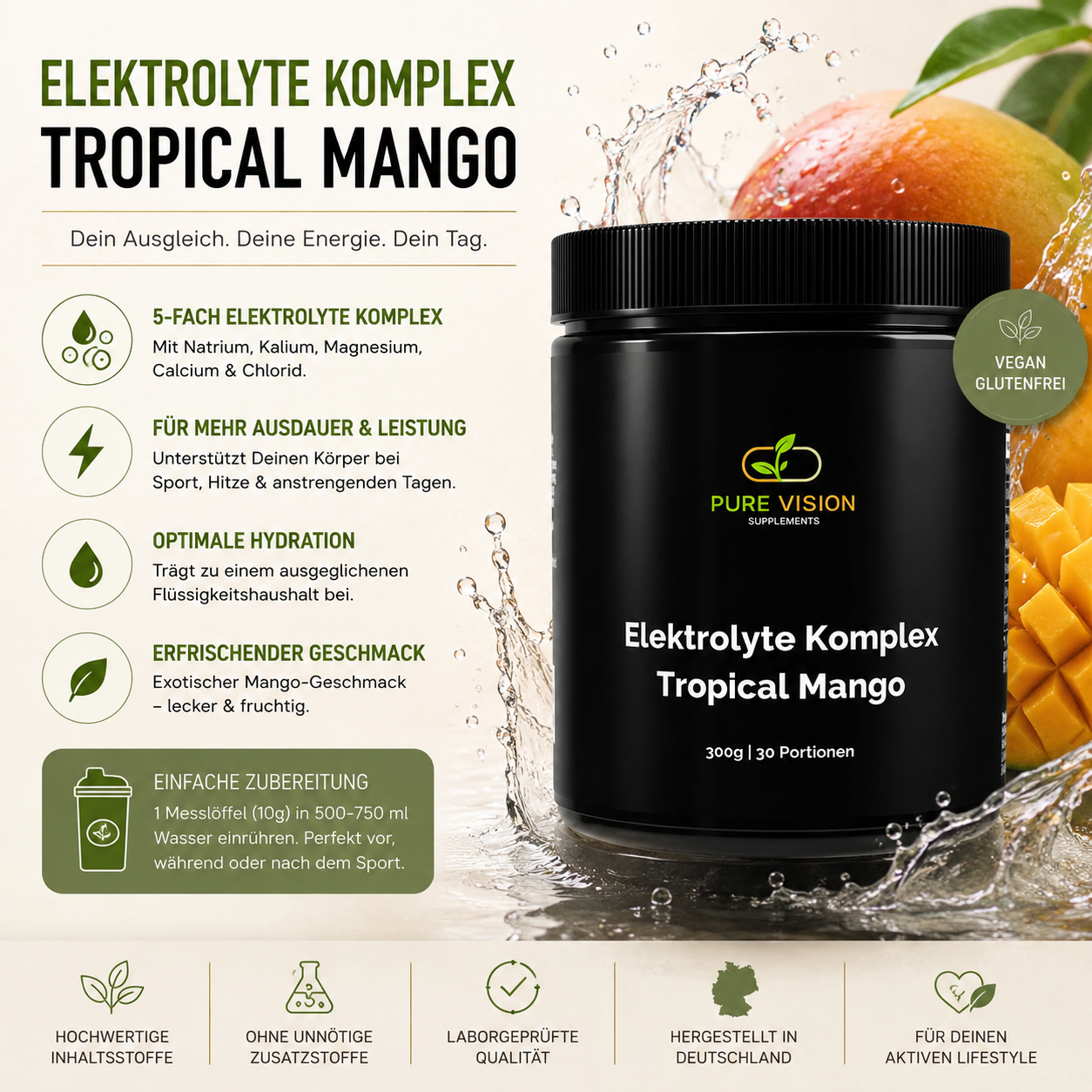 Elektrolyte Pulver Tropical Mango - 300g